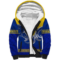 Personalised Tokelau Sherpa Hoodie Tokelauan Tatau Plumeria Special Style LT14 Unisex Blue - Polynesian Pride