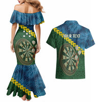 Personalised Solomon Islands Darts Couples Matching Mermaid Dress and Hawaiian Shirt Tropical Leaves Melanesian Pattern LT14 - Polynesian Pride