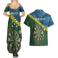 Personalised Solomon Islands Darts Couples Matching Summer Maxi Dress and Hawaiian Shirt Tropical Leaves Melanesian Pattern LT14 - Polynesian Pride
