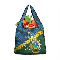 Personalised Solomon Islands Darts Grocery Bag Tropical Leaves Melanesian Pattern