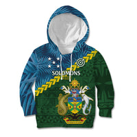 Personalised Solomon Islands Darts Kid Hoodie Tropical Leaves Melanesian Pattern