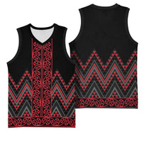 Red Aotearoa Mangopare Kowhaiwhai Niho Taniwha Basketball Jersey Maori New Zealand - Polynesian Pride