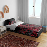 Red Aotearoa Mangopare Kowhaiwhai and Niho Taniwha Bedding Set Maori New Zealand