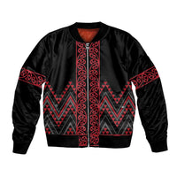 Red Aotearoa Mangopare Kowhaiwhai and Niho Taniwha Bomber Jacket Maori New Zealand