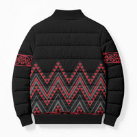 Red Aotearoa Mangopare Kowhaiwhai Niho Taniwha Bomber Puffer Jacket Maori New Zealand - Polynesian Pride