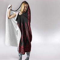 Red Aotearoa Mangopare Kowhaiwhai and Niho Taniwha Hooded Blanket Maori New Zealand