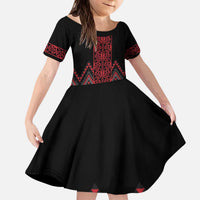 Red Aotearoa Mangopare Kowhaiwhai and Niho Taniwha Kid Short Sleeve Dress Maori New Zealand LT14 KID Red - Polynesian Pride