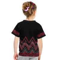 Red Aotearoa Mangopare Kowhaiwhai and Niho Taniwha Kid T Shirt Maori New Zealand
