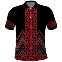 Red Aotearoa Mangopare Kowhaiwhai and Niho Taniwha Polo Shirt Maori New Zealand LT14 Red - Polynesian Pride