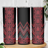Red Aotearoa Mangopare Kowhaiwhai and Niho Taniwha Skinny Tumbler Maori New Zealand LT14 - Polynesian Pride