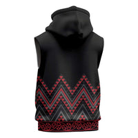 Red Aotearoa Mangopare Kowhaiwhai Niho Taniwha Sleeveless Zip Hoodie Maori New Zealand LT14 - Polynesian Pride
