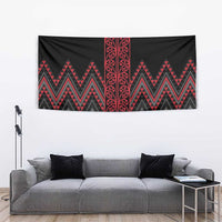 Red Aotearoa Mangopare Kowhaiwhai and Niho Taniwha Tapestry Maori New Zealand