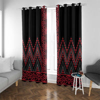 Red Aotearoa Mangopare Kowhaiwhai and Niho Taniwha Window Curtain Maori New Zealand