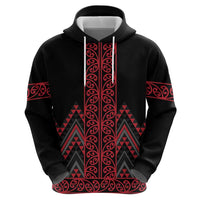 Red Aotearoa Mangopare Kowhaiwhai and Niho Taniwha Zip Hoodie Maori New Zealand LT14 - Polynesian Pride