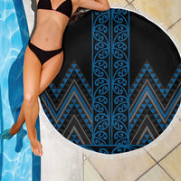 Blue Aotearoa Mangopare Kowhaiwhai and Niho Taniwha Beach Blanket Maori New Zealand