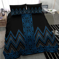 Blue Aotearoa Mangopare Kowhaiwhai and Niho Taniwha Bedding Set Maori New Zealand