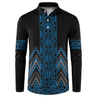 Blue Aotearoa Mangopare Kowhaiwhai and Niho Taniwha Button Sweatshirt Maori New Zealand