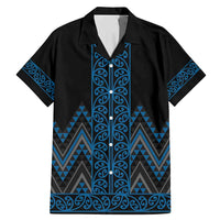 Blue Aotearoa Mangopare Kowhaiwhai and Niho Taniwha Family Matching Mermaid Dress and Hawaiian Shirt Maori New Zealand LT14 Dad's Shirt - Short Sleeve Blue - Polynesian Pride