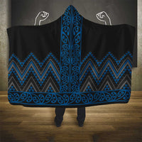 Blue Aotearoa Mangopare Kowhaiwhai and Niho Taniwha Hooded Blanket Maori New Zealand