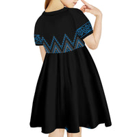 Blue Aotearoa Mangopare Kowhaiwhai and Niho Taniwha Kid Short Sleeve Dress Maori New Zealand LT14 - Polynesian Pride