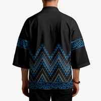 Blue Aotearoa Mangopare Kowhaiwhai Niho Taniwha Kimono Maori New Zealand - Polynesian Pride