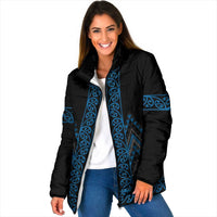 Blue Aotearoa Mangopare Kowhaiwhai Niho Taniwha Padded Jacket Maori New Zealand - Polynesian Pride