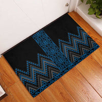Blue Aotearoa Mangopare Kowhaiwhai and Niho Taniwha Rubber Doormat Maori New Zealand