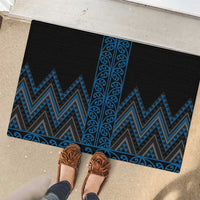 Blue Aotearoa Mangopare Kowhaiwhai and Niho Taniwha Rubber Doormat Maori New Zealand