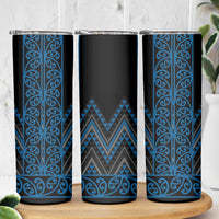 Blue Aotearoa Mangopare Kowhaiwhai and Niho Taniwha Skinny Tumbler Maori New Zealand LT14 - Polynesian Pride