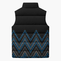 Blue Aotearoa Mangopare Kowhaiwhai Niho Taniwha Sleeveless Puffer Jacket Maori New Zealand - Polynesian Pride