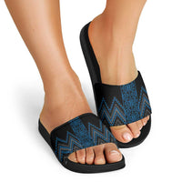 Blue Aotearoa Mangopare Kowhaiwhai Niho Taniwha Slide Sandals Maori New Zealand - Polynesian Pride