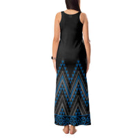 Blue Aotearoa Mangopare Kowhaiwhai and Niho Taniwha Tank Maxi Dress Maori New Zealand LT14 - Polynesian Pride