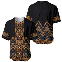 Gold Aotearoa Mangopare Kowhaiwhai and Niho Taniwha Baseball Jersey Maori New Zealand