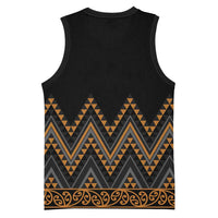 Gold Aotearoa Mangopare Kowhaiwhai Niho Taniwha Basketball Jersey Maori New Zealand - Polynesian Pride