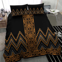 Gold Aotearoa Mangopare Kowhaiwhai and Niho Taniwha Bedding Set Maori New Zealand
