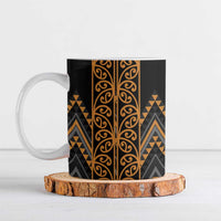 Gold Aotearoa Mangopare Kowhaiwhai Niho Taniwha Ceramic Mug Maori New Zealand - Polynesian Pride