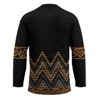 Gold Aotearoa Mangopare Kowhaiwhai Niho Taniwha Hockey Jersey Maori New Zealand - Polynesian Pride
