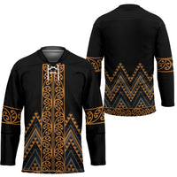 Gold Aotearoa Mangopare Kowhaiwhai Niho Taniwha Hockey Jersey Maori New Zealand LT14 - Polynesian Pride
