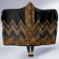 Gold Aotearoa Mangopare Kowhaiwhai and Niho Taniwha Hooded Blanket Maori New Zealand