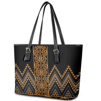 Gold Aotearoa Mangopare Kowhaiwhai and Niho Taniwha Leather Tote Bag Maori New Zealand LT14 - Polynesian Pride