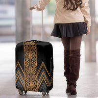 Gold Aotearoa Mangopare Kowhaiwhai and Niho Taniwha Luggage Cover Maori New Zealand