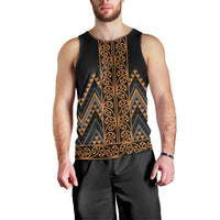 Gold Aotearoa Mangopare Kowhaiwhai and Niho Taniwha Men Tank Top Maori New Zealand LT14 - Polynesian Pride
