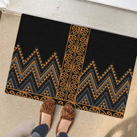 Gold Aotearoa Mangopare Kowhaiwhai and Niho Taniwha Rubber Doormat Maori New Zealand