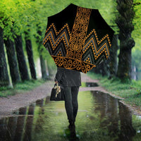 Gold Aotearoa Mangopare Kowhaiwhai Niho Taniwha Umbrella Maori New Zealand - Polynesian Pride