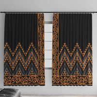 Gold Aotearoa Mangopare Kowhaiwhai and Niho Taniwha Window Curtain Maori New Zealand