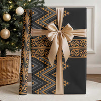 Gold Aotearoa Mangopare Kowhaiwhai and Niho Taniwha Wrapping Paper Maori New Zealand - Polynesian Pride