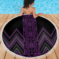 Purple Aotearoa Mangopare Kowhaiwhai and Niho Taniwha Beach Blanket Maori New Zealand