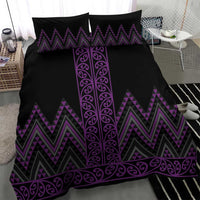 Purple Aotearoa Mangopare Kowhaiwhai and Niho Taniwha Bedding Set Maori New Zealand