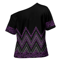 Purple Aotearoa Mangopare Kowhaiwhai Niho Taniwha Cross Shoulder Shirt Maori New Zealand - Polynesian Pride