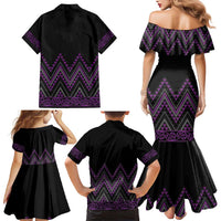 Purple Aotearoa Mangopare Kowhaiwhai and Niho Taniwha Family Matching Mermaid Dress and Hawaiian Shirt Maori New Zealand LT14 - Polynesian Pride